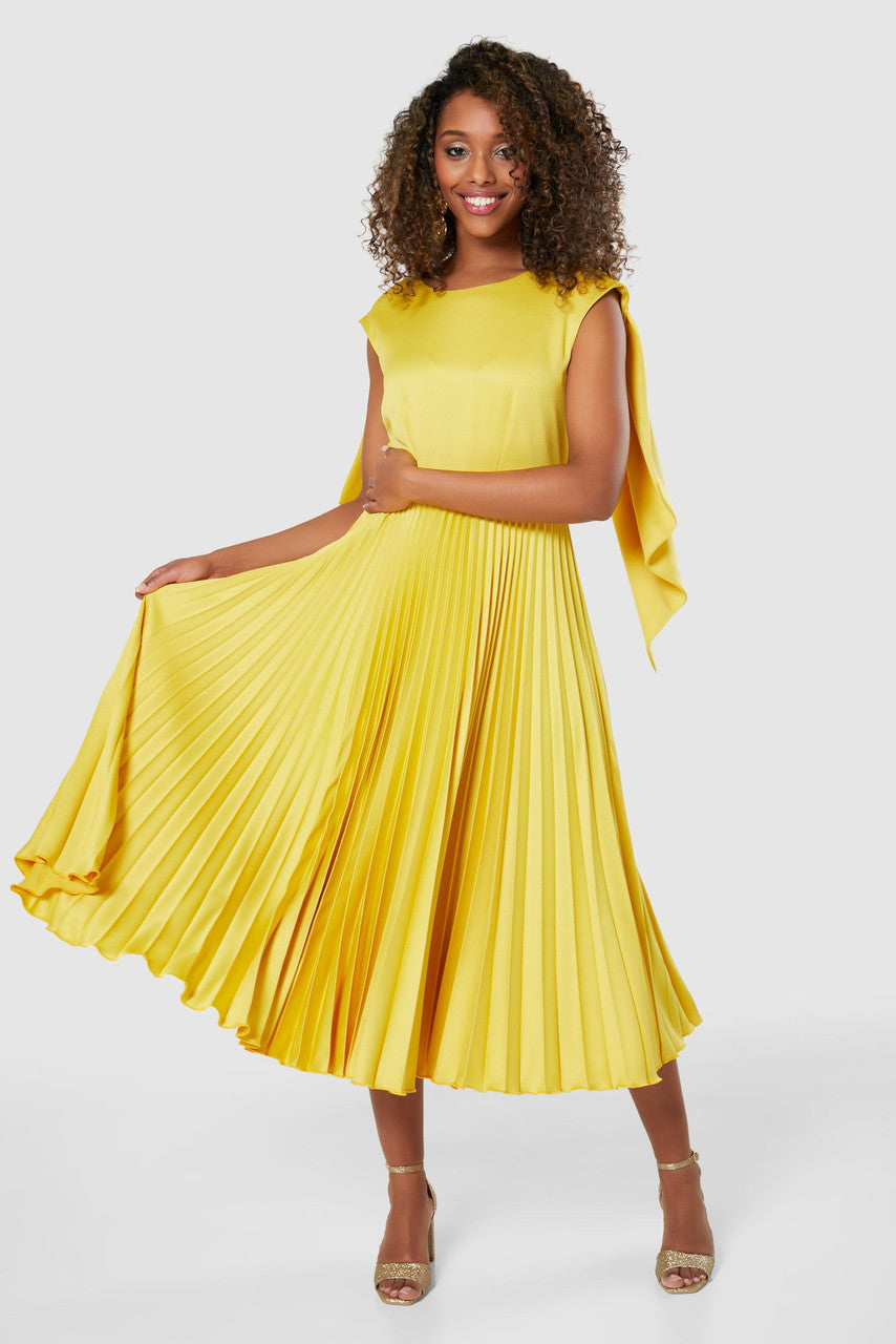 Mustard cheap cocktail dress