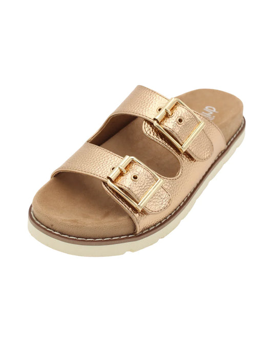 Drilley's Buckle Tie Sandals Bronze