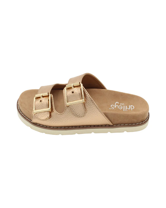 Drilley's Buckle Tie Sandals Bronze