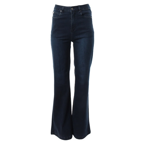 Rant & Rave Percy High Waist Deep Indigo Wide Leg Jeans