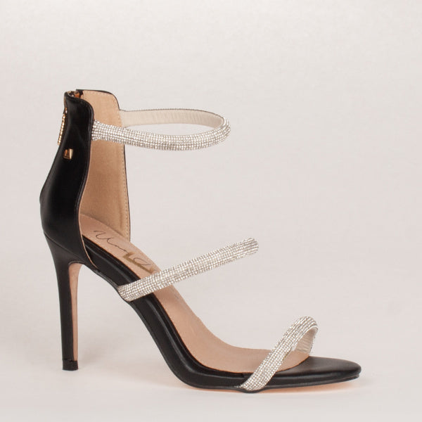 Una Healy black sparkle strap sandals