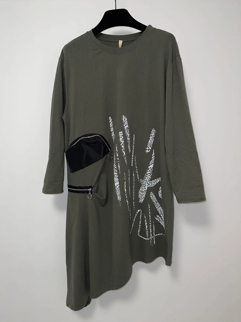 Khaki Asymmetric Tunic