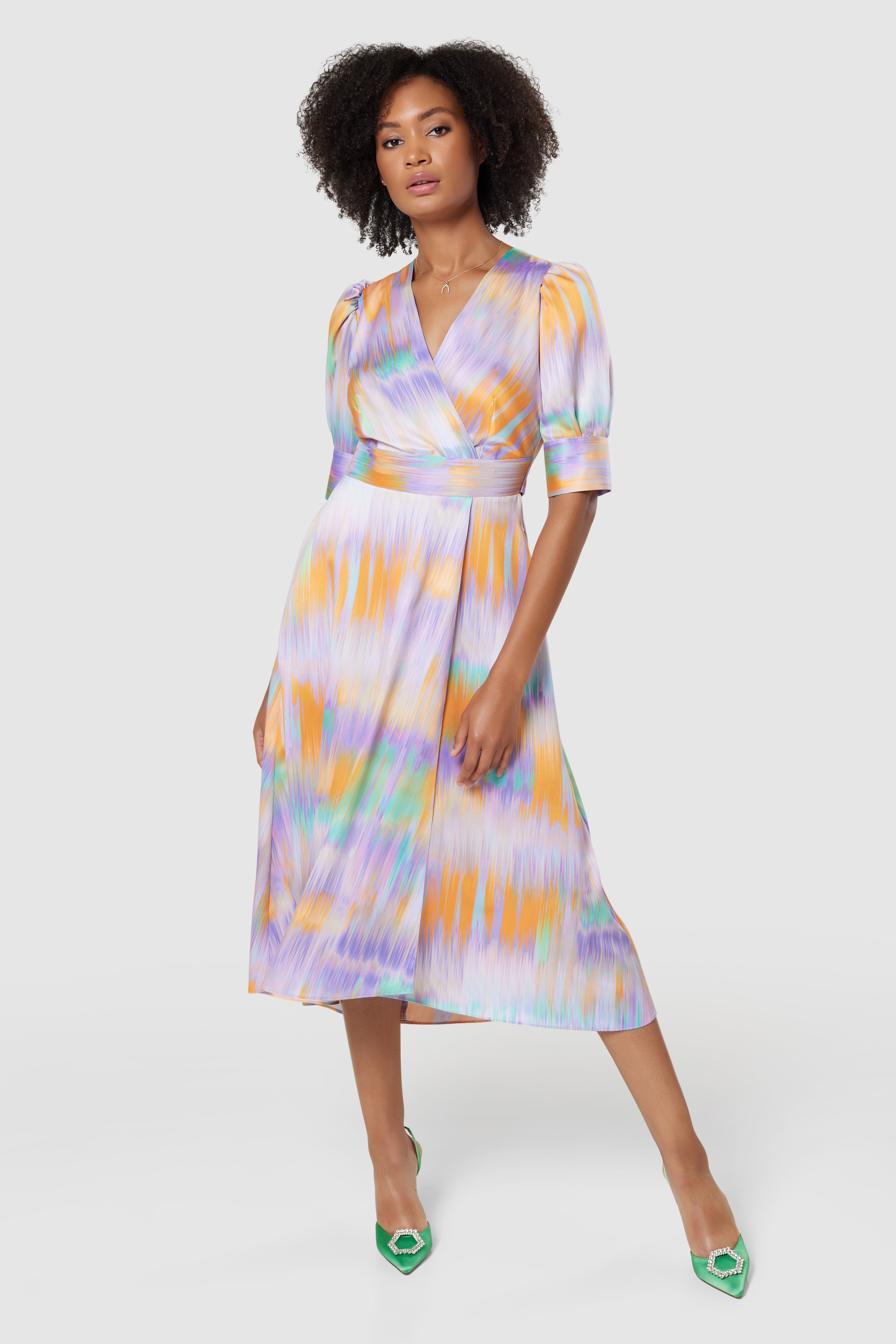 Closet pleated wrap outlet dress